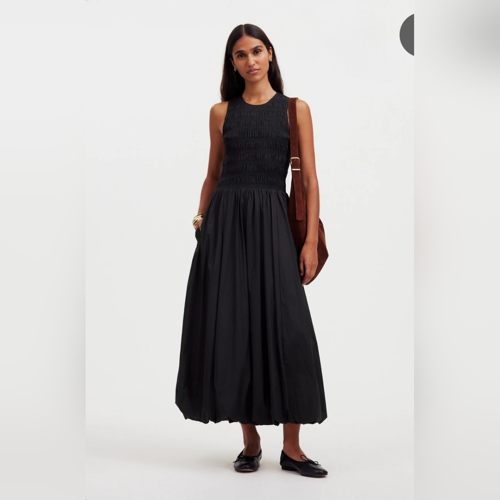 Madewell Women's The Melody Bubble-Hem Smocked Midi Dress #71